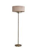 Banham Floor Lamp with 3 Lights Antique Brass  & Nude