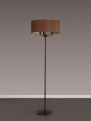 Banham Floor Lamp with 3 Lights  Matt Black & Raw Cocoa