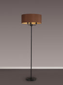 Banham Floor Lamp with 3 Lights  Matt Black & Raw Cocoa