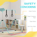 HOMCOM Adjustable Height Foldable Kids Purple Gymnastics Bar With Non-Slip Mats