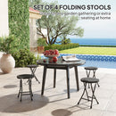 Outsunny Folding Stool Set of 4, Decorative Garden Stool Set