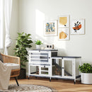 PawHut 2 Tier Rabbit Hutch with Run, Wheels, 2 Openable Top, 3 Plastic Trays