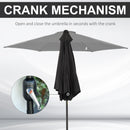 Outsunny Patio Umbrella Parasol Sun Shade Garden Aluminium Black 2.7M