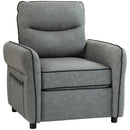 HOMCOM Armchair, Faux Leather Accent Chair with Thicken Cushion, Grey
