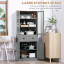 HOMCOM Tall Kitchen Cupboard, 5-tier Storage Cabinet with Adjustable Shelves