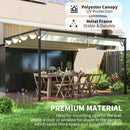Outsunny 4 x 3(m) Outdoor Pergola Retractable Canopy Wall Mounted, Cream