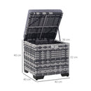 Outsunny Set of 2 Rattan Footstool, Storage Ottoman w/ Cushions