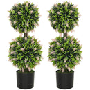 HOMCOM Set Of 2 Potted Artificial Plants With Lavender Flowers