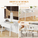 Extendable Kitchen Table for 2-4, Folding Drop Leaf Dining Table, White