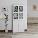 HOMCOM Modern Bookcase Display Storage Cabinet w/ Doors Adjustable Shelves
