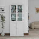 HOMCOM Modern Bookcase Display Storage Cabinet w/ Doors Adjustable Shelves