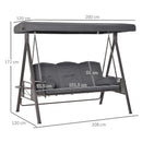 Outsunny Garden Swing Seat 3 Seater - Grey