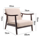Livingandhome Beige Fabric Accent Chair with Wooden Frame