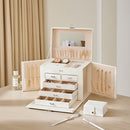 Sheonly Large Multi Tier Faux Leather Jewellery Storage Box with Handle