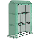 Outsunny 3 Tier Mini Greenhouse with PE Cover, Roll-Up Door, White