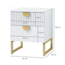HOMCOM Bedside Table with 2 Drawers for Bedroom, Living Room, White