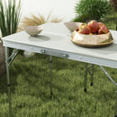 Outsunny Camping Picnic Table and 2 Benches Folding Aluminium Garden Table Set