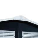 Outsunny Lockable Garden Shed Large Patio Roofed Tool Metal Storage Building Foundation Sheds Box Outdoor Furniture, 7ft x 4ft, Dark Grey
