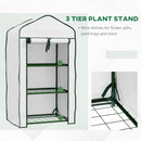 Outsunny Portable Mini Greenhouse with Roll-up Door and Wire Shelves, White
