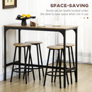 HOMCOM 5 Piece Brown Bar Table And Stools Set With Metal Frame Rustic