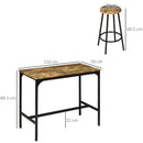 HOMCOM 5 Piece Brown Bar Table And Stools Set With Metal Frame Rustic