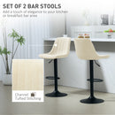 HOMCOM Bar Stools Set of 2 Adjustable Swivel Bar Chairs with Backrest