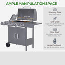 Outsunny Gas BBQ Grill 4 + 1 Stainless Steel Burner Garden Barbecue Cooker