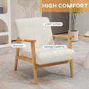 HOMCOM Modern Fabric Accent Chair w/ Rubber Wood Legs Padded Cushion Cream