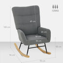 HOMCOM Rocking Chair, Modern Armchair with Backrest for Bedroom, Grey