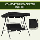 Outsunny Outdoor 3-person Porch Swing Chair with Adjustable Canopy Black
