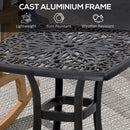 Outsunny Cast Aluminium Bistro Table with Umbrella Hole, White