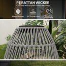 Outsunny Rattan Solar Lamp, Auto On/Off Garden Lantern