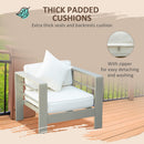 Outsunny 4 PCs Aluminium Garden Furniture Set w/ Thick Padded Cushion