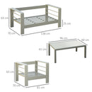 Outsunny 4 PCs Aluminium Garden Furniture Set w/ Thick Padded Cushion