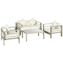 Outsunny 4 PCs Aluminium Garden Furniture Set w/ Thick Padded Cushion