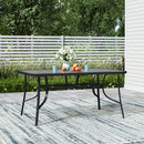 Livingandhome Tempered Glass Outdoor Coffee Table With Parasol Hole