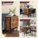 HOMCOM Mobile Drop Leaf Dining Table on Wheels with Storage Shelf Rustic Brown