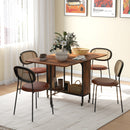 HOMCOM Mobile Drop Leaf Dining Table on Wheels with Storage Shelf Rustic Brown