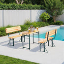 Breeins Rustic Wooden Folding Garden Benches Table Set