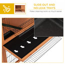 PawHut Wooden Rabbit Hutch, Antiseptic Outdoor, for 1-2 Rabbits - Orange