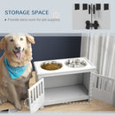 PawHut Raised Dog Bowls for Large Dogs Feeding Station w/ Stand, Storage - White