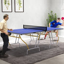 SPORTNOW 9FT Foldable Table Tennis Table with Cover, Net, Paddles, Balls - Blue