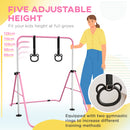 HOMCOM Adjustable Height Foldable Kids Gymnastics Bar with Non-Slip Mats, Pink