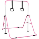 HOMCOM Adjustable Height Foldable Kids Gymnastics Bar with Non-Slip Mats, Pink