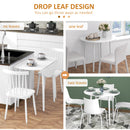 HOMCOM Foldable Dining Table, Round Drop Leaf Table with Wood Legs