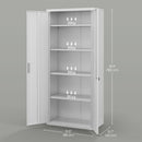 HOMCOM Lockable Metal Cabinet with 2 Doors, File Cabinet for Home Office, White