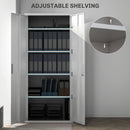 HOMCOM Lockable Metal Cabinet with 2 Doors, File Cabinet for Home Office, White