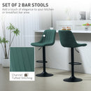 HOMCOM Bar Stools Set of 2 Adjustable Swivel Bar Chairs with Backrest
