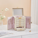 Sheonly Faux Leather Jewellery Storage Box with Mirror