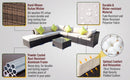 Outsunny 8 Pieces PE Rattan Corner Sofa Set with Thick Cushions, Aluminium Outdoor Rattan Garden Furniture Set with Glass Top Table, No Assembly Required, Mixed Brown